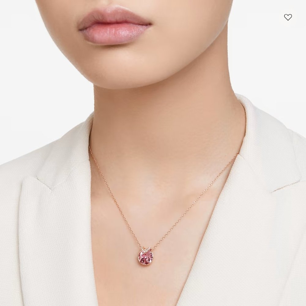 NEW IN BOX Swarovski Bella V Pendant Necklace Pink & Rose Gold
